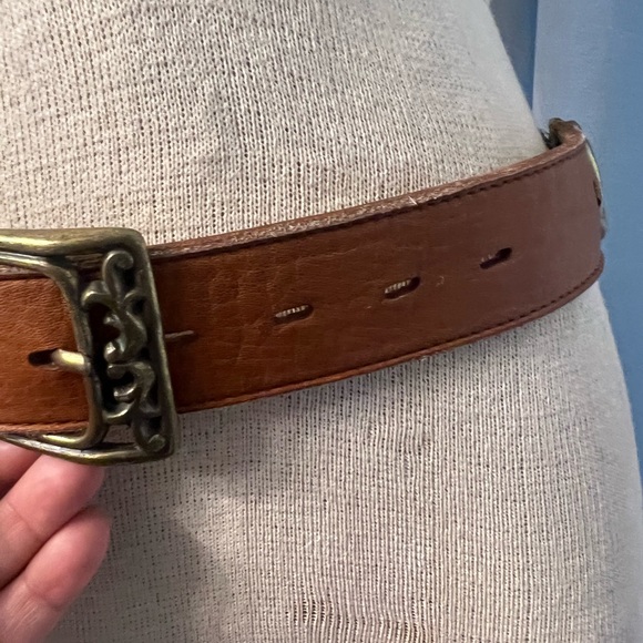 metal accent brown leather womens belt made in colombia size small One Of A Kind - Picture 9 of 15